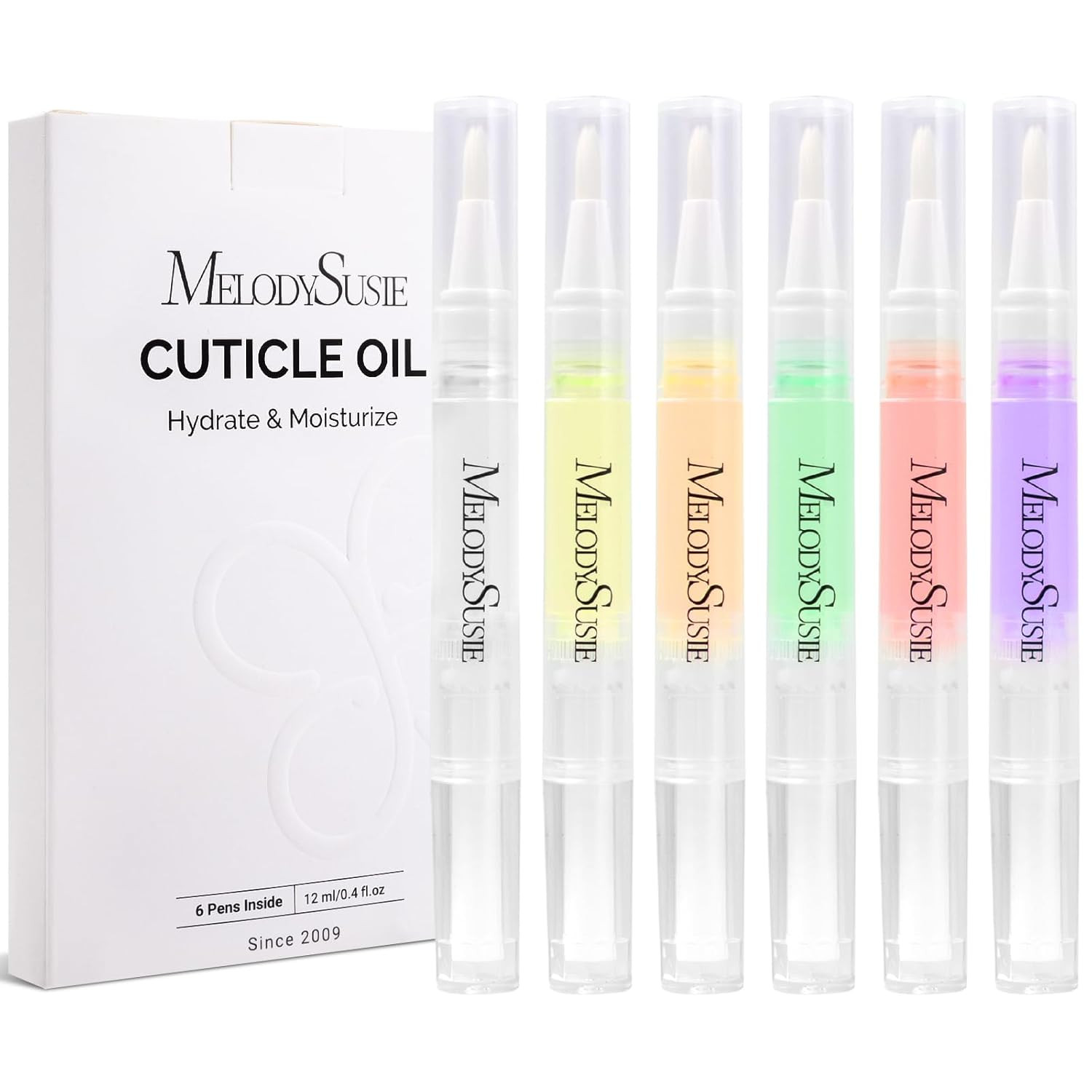 6Pcs Cuticle Oil Pen Set,Nail Moisturizing Cuticle Oil Enriched with Vitamin E,S