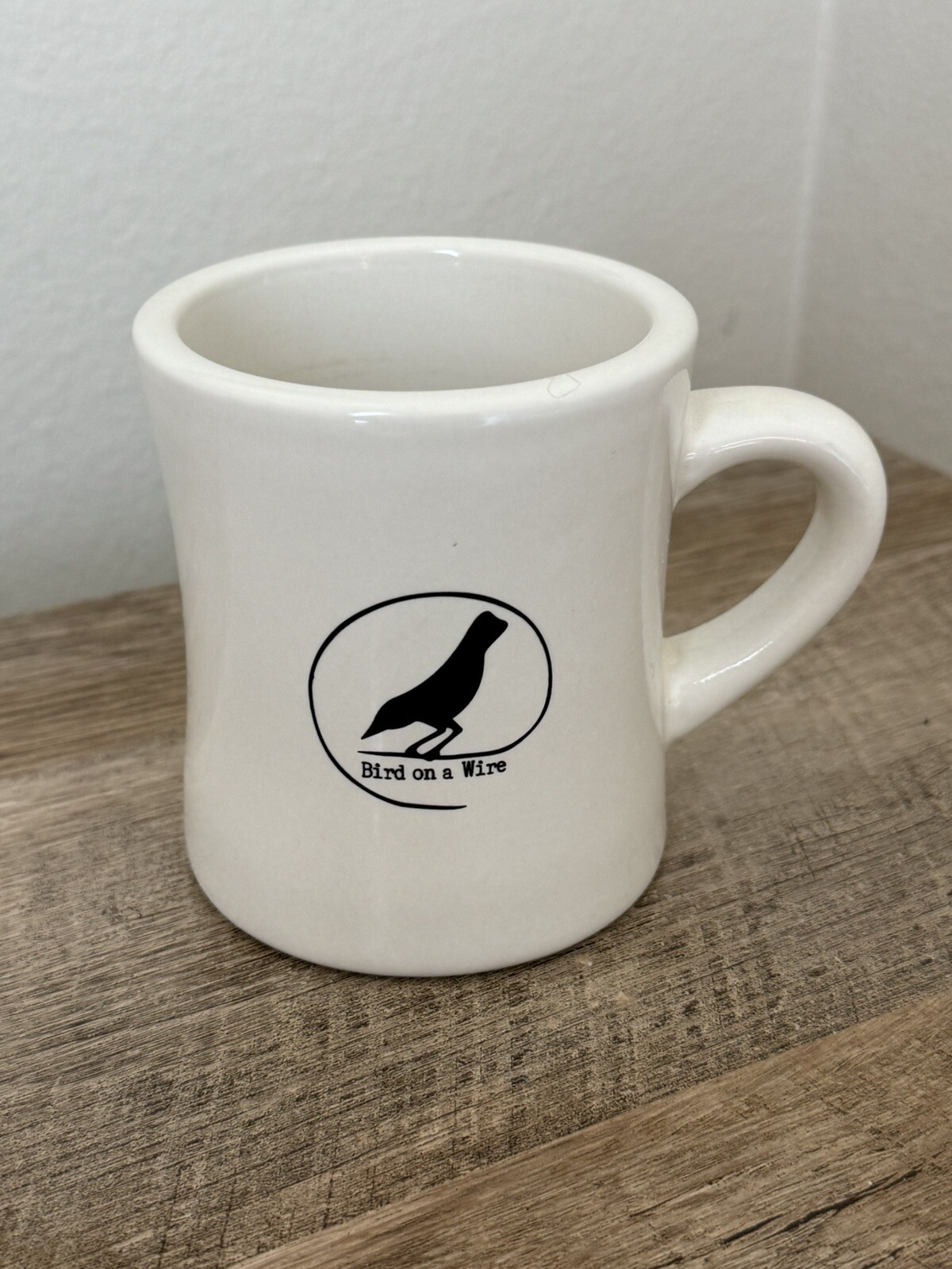 Black Bird On A Wire Coffee Mug M Ware Cup Cream Ceramic Raven Crow
