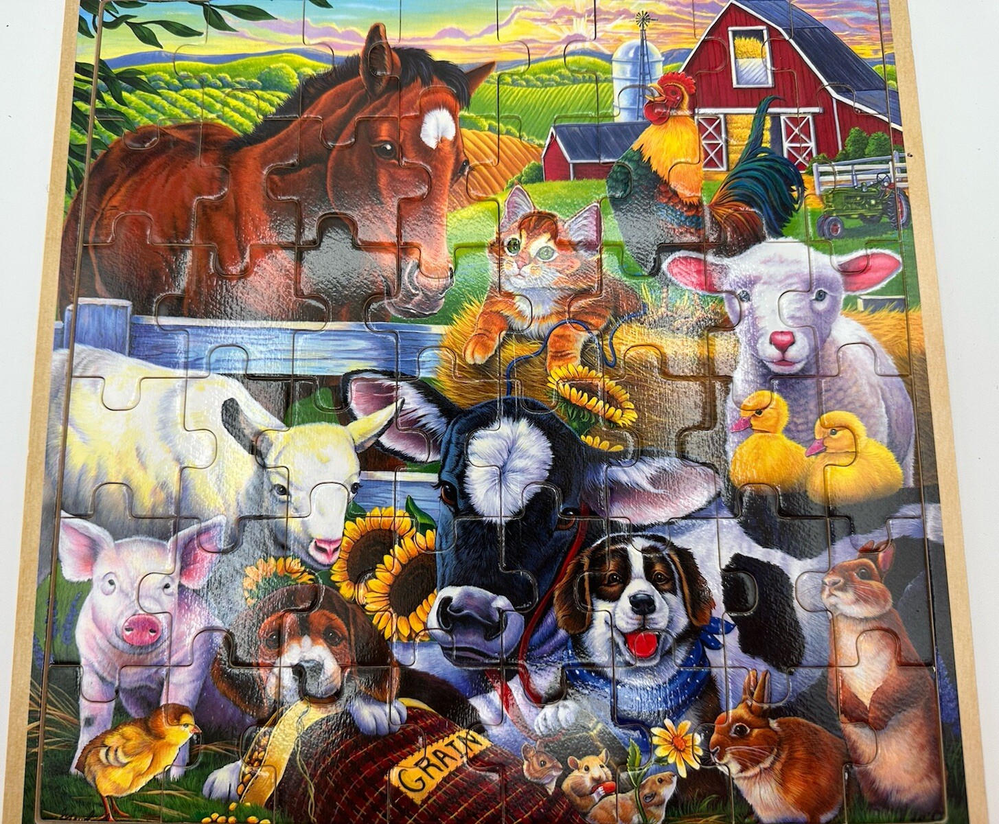 Two Master Pieces Wooden puzzles Dinosaur theme and Farm Animal 48pc complete