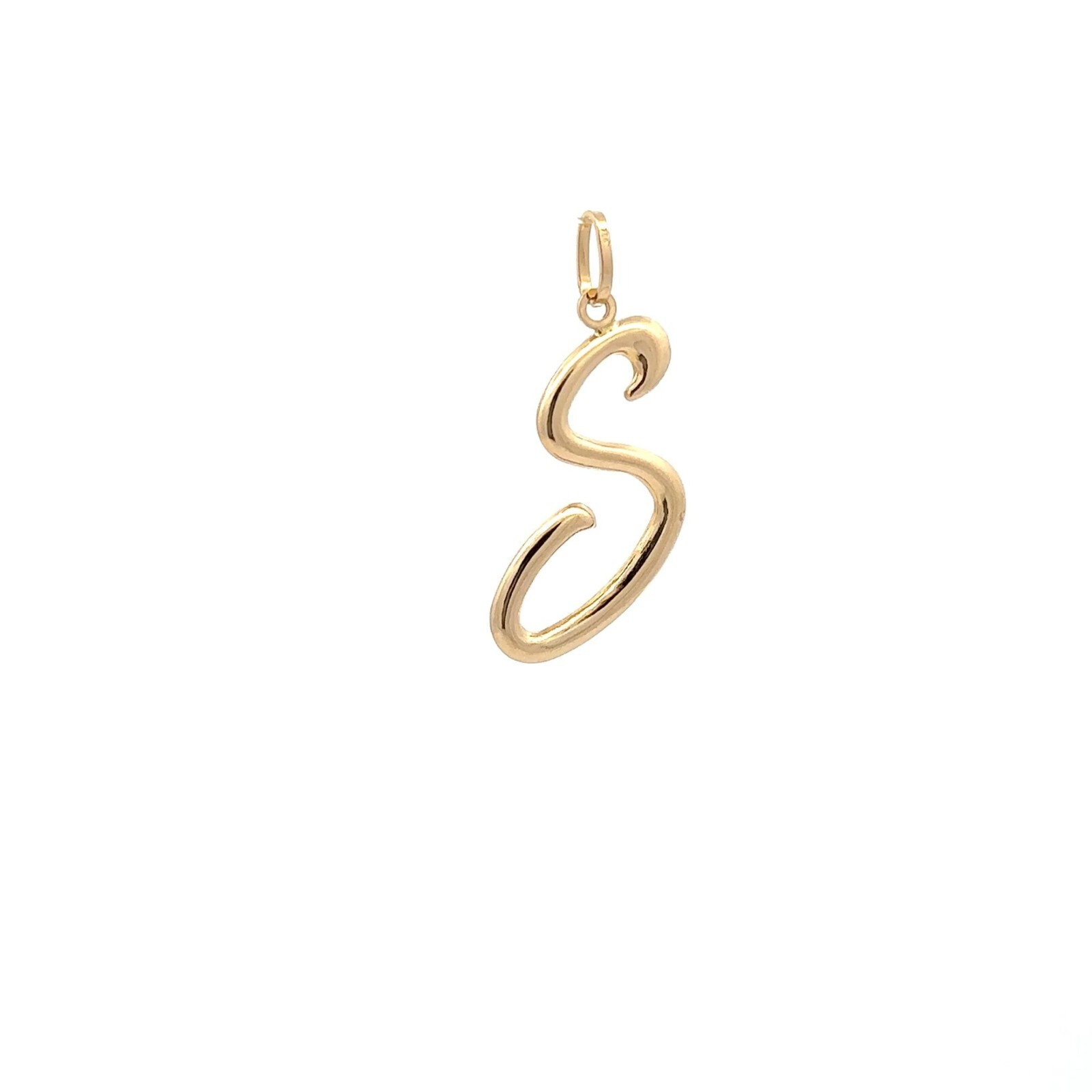 18K Saudi Gold Pendant Letter Initial S Alphabet Fine Jewelry 1.40 grams