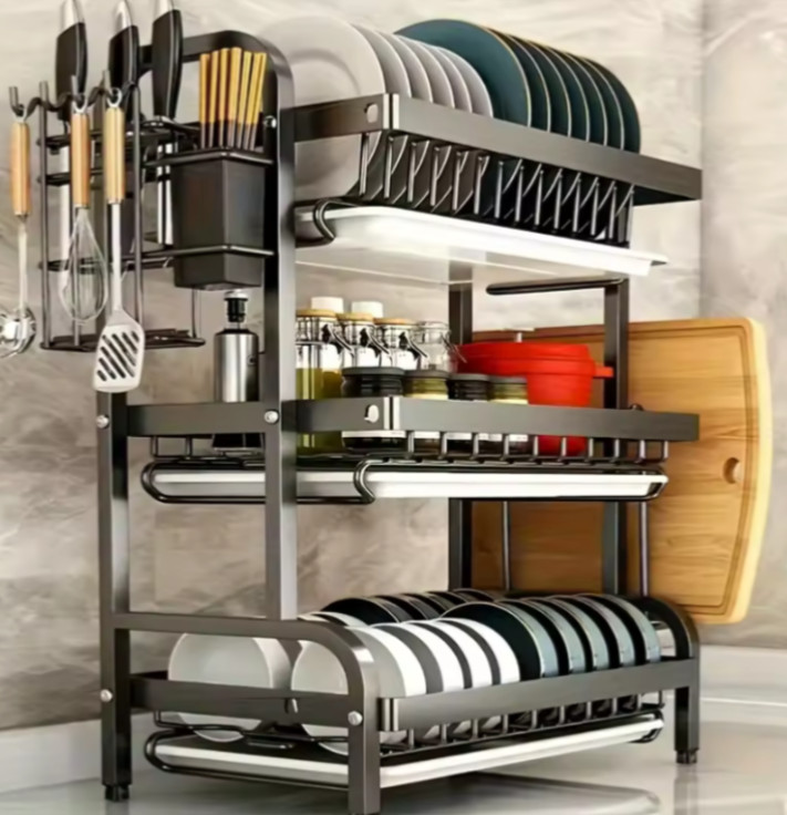 Dish Rack Holder Three-Tier Space With Cutting Board