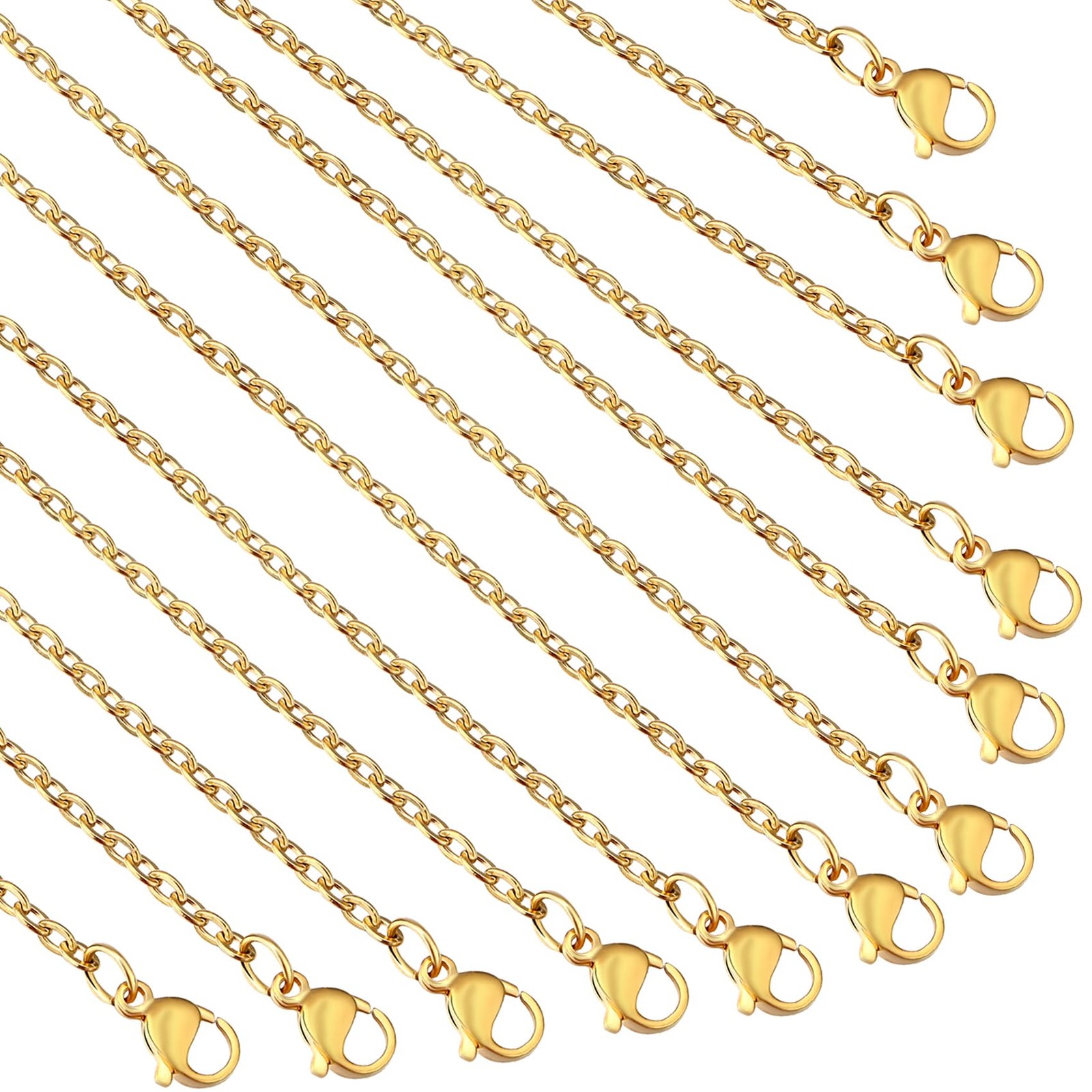 Topacket 24 Pack Necklace Chains Bulk,Gold Plated Stainless 20inches, Gold 