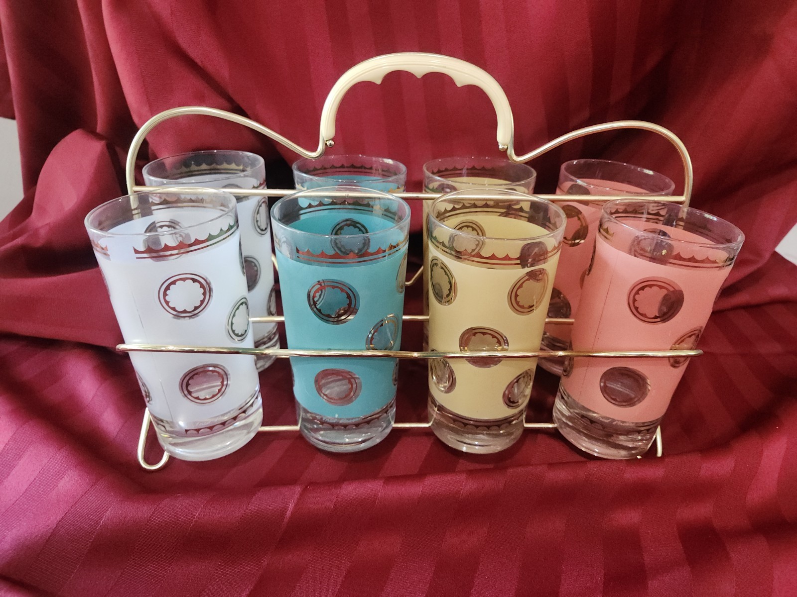 Vintage Mid-Century Modern Glassware with Serving Tray Set Of 8