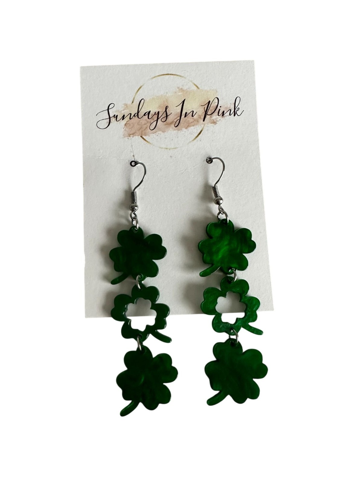 SHAMROCK St Patricks Day Irish Drop Earrings NEW