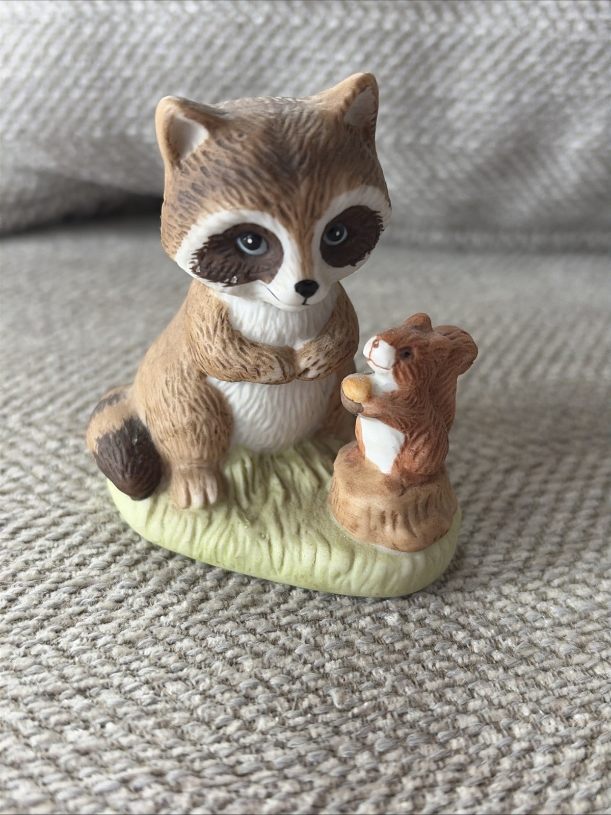 HOMCO Vintage Figurine Raccoon With Squirrel #1418 Miniature 2.5" X 2"