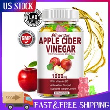 HOT/100% Vegan ACV Gummies 1000MG Nature Apple Cider Vinegar Health Support 60 G