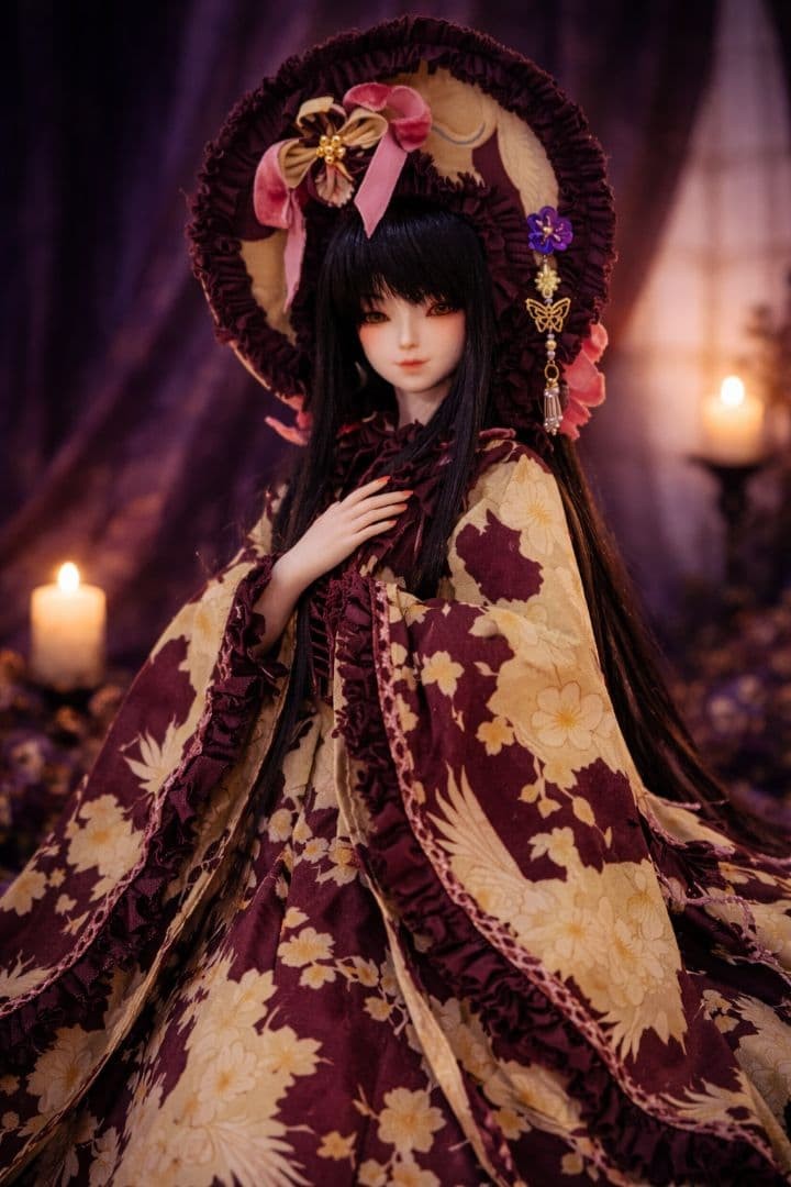 1/4 BJD body Japanese pattern decadent dress set #QYGAI7