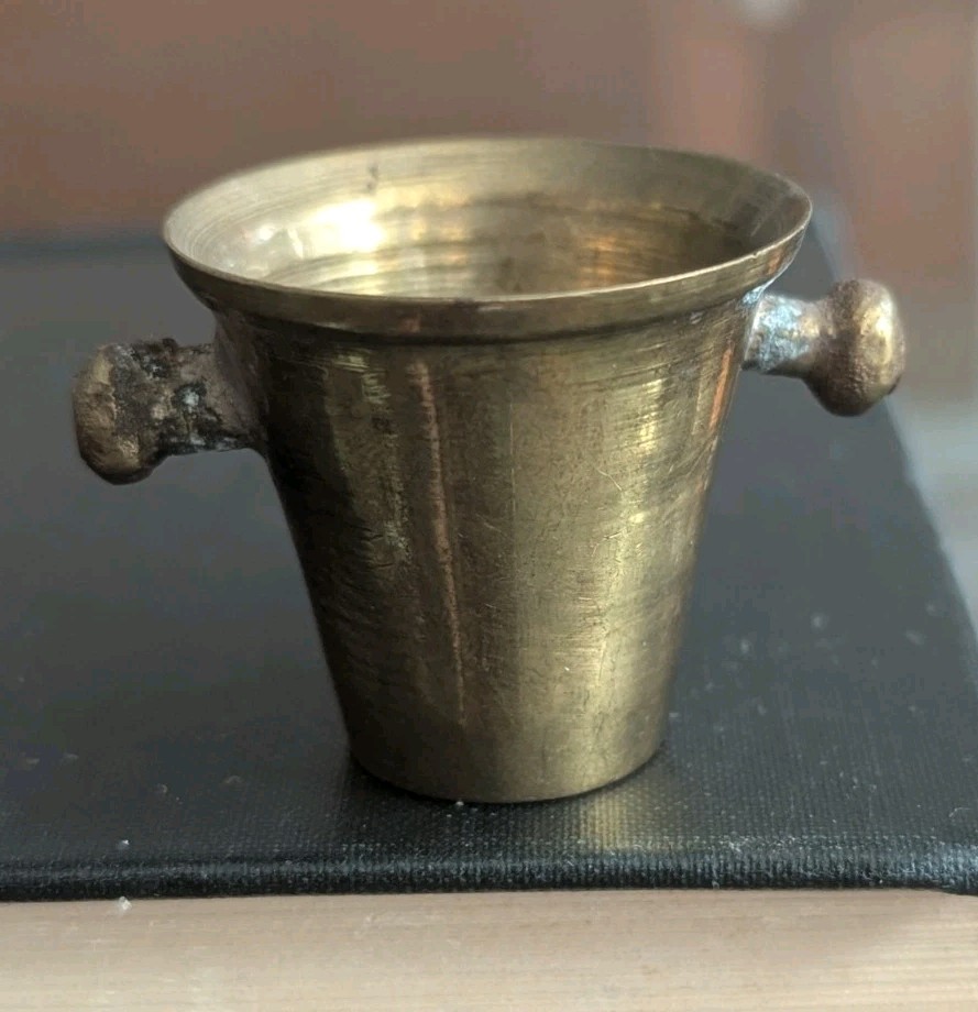 Vintage Dollhouse Miniature Brass Mortar Bucket Decorative Art