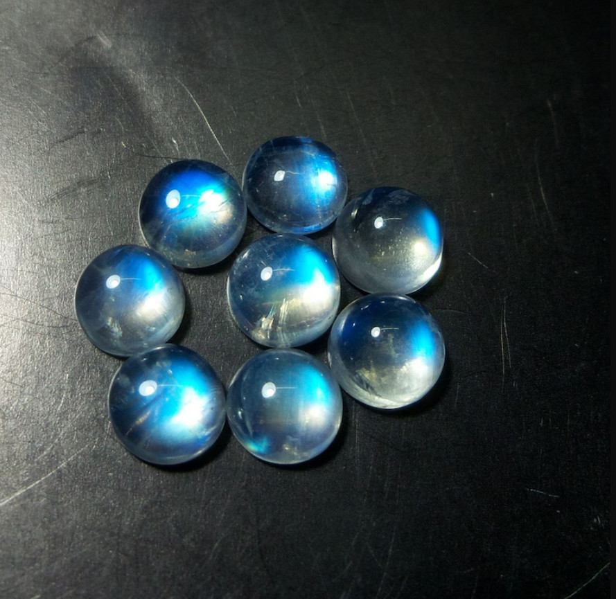 AAA+ Quality Natural Rainbow Moonstone 4mm Round Cabochon Gemstones Lot