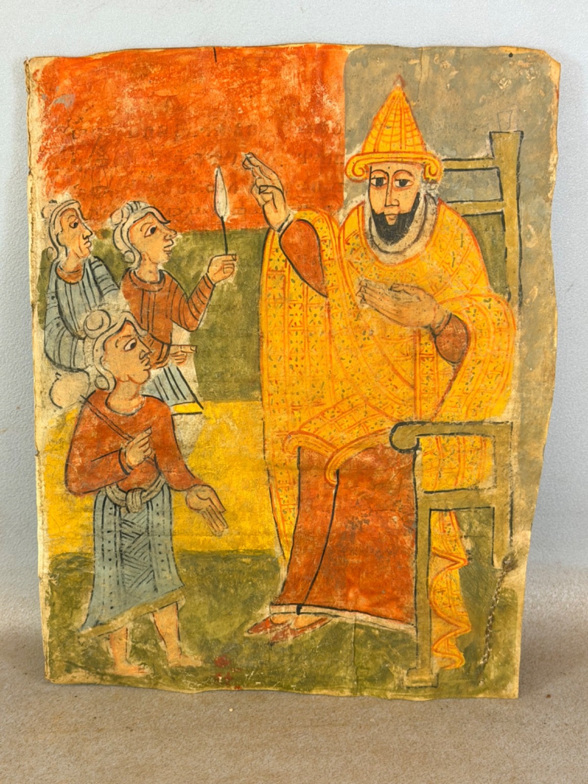 260259  Old Ethiopian double handpainted Coptic bible manuscript leaf  Ethiopia