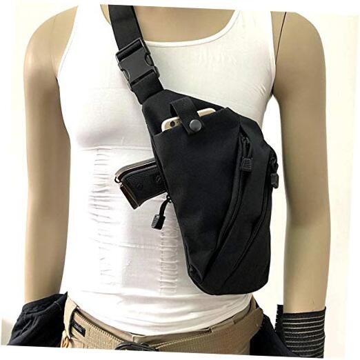 JIANEEXSQ Men's Shoulder Bag Gun Case Single Bag Tactical Black right shoulder