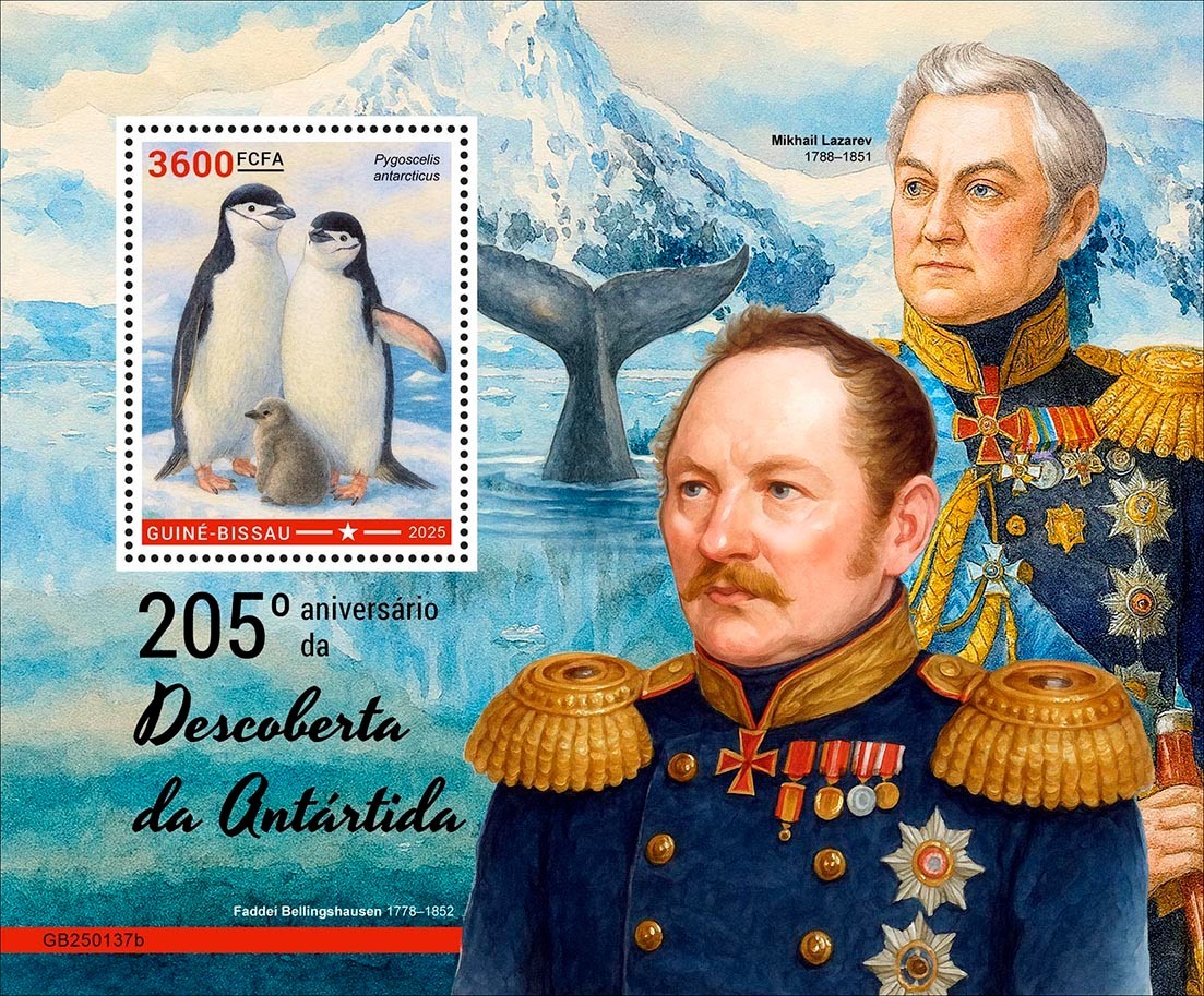 Penguins Discovery of Antarctica 205 Years MNH Stamps 2025 Guinea-Bissau S/S