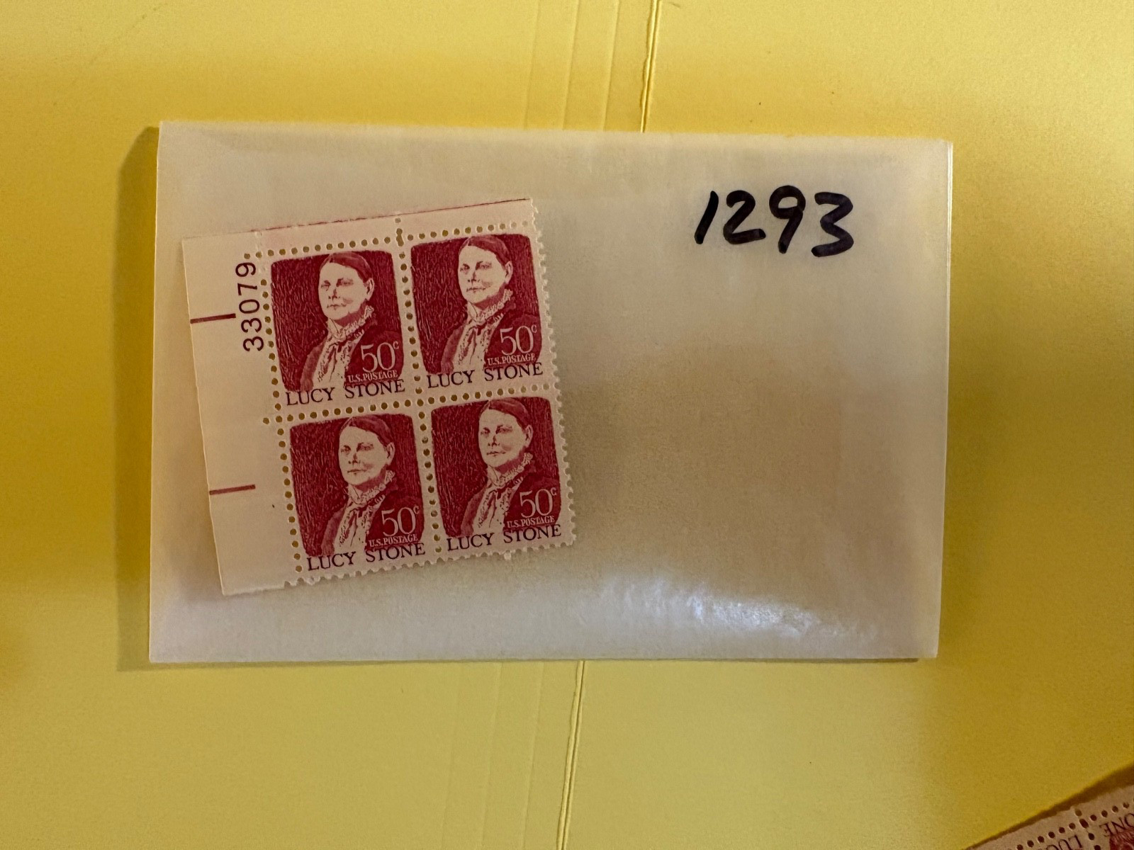 U. S. plate block-1293   -Lucy Stone - comb. shipping!