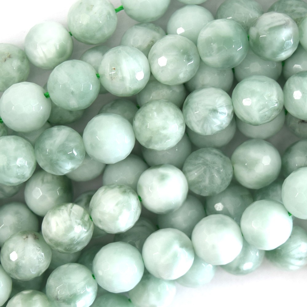 10mm natural faceted green angelite round beads 15.5" strand