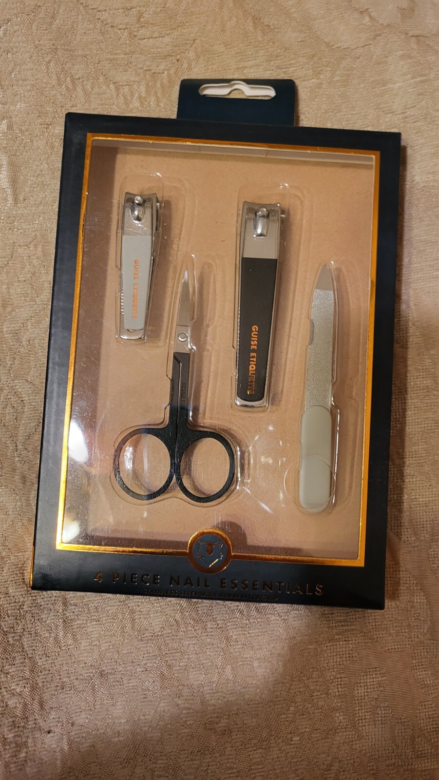 Guise mens 4 piece nail essentials stainless steel with rubberize grip