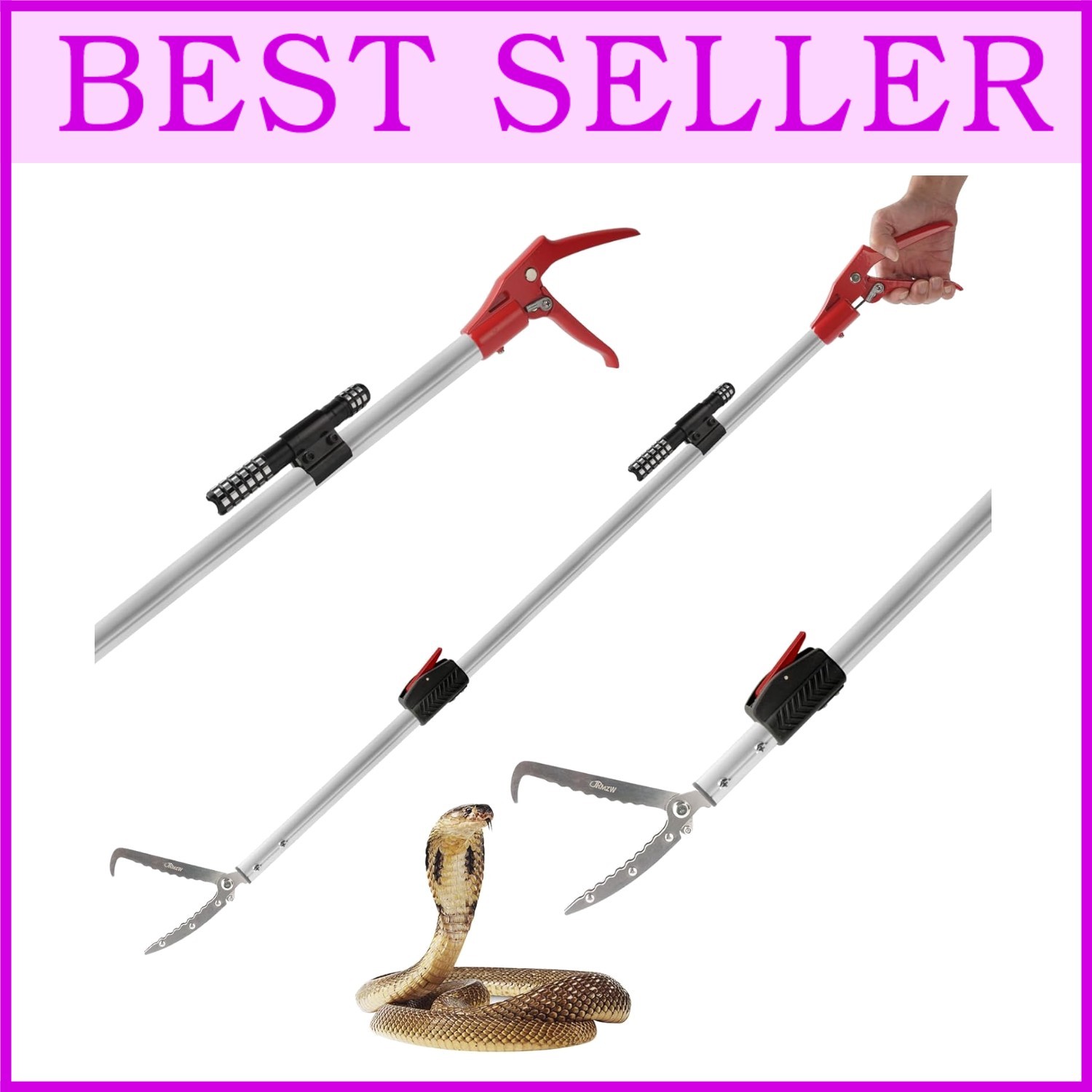 86" Snake Catcher Tongs Grabber with Telescopic Pole