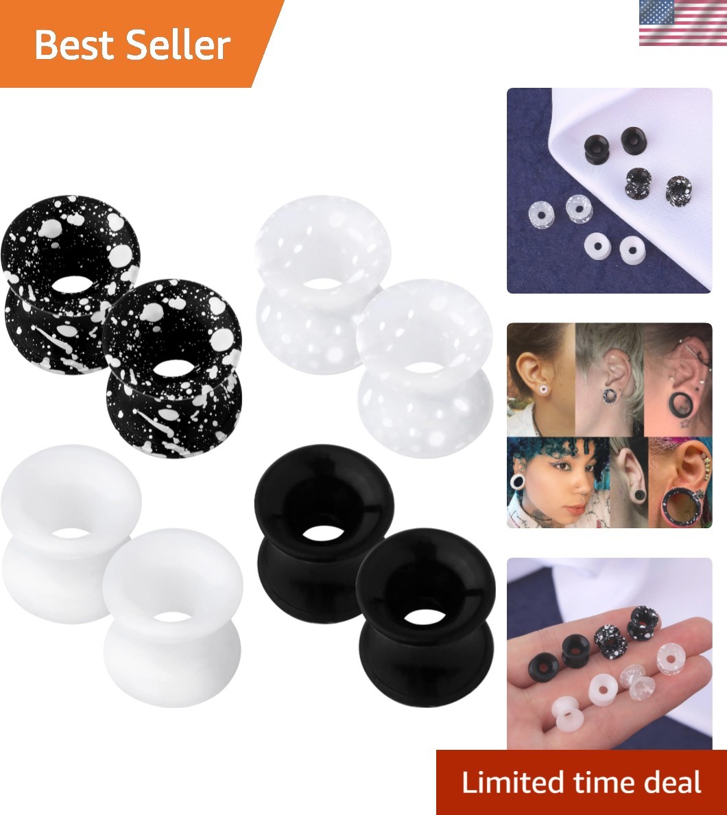 8PCS Silicone Ear Gauges Flexible Ear Tunnels Plugs Stretchers Expander Doubl...