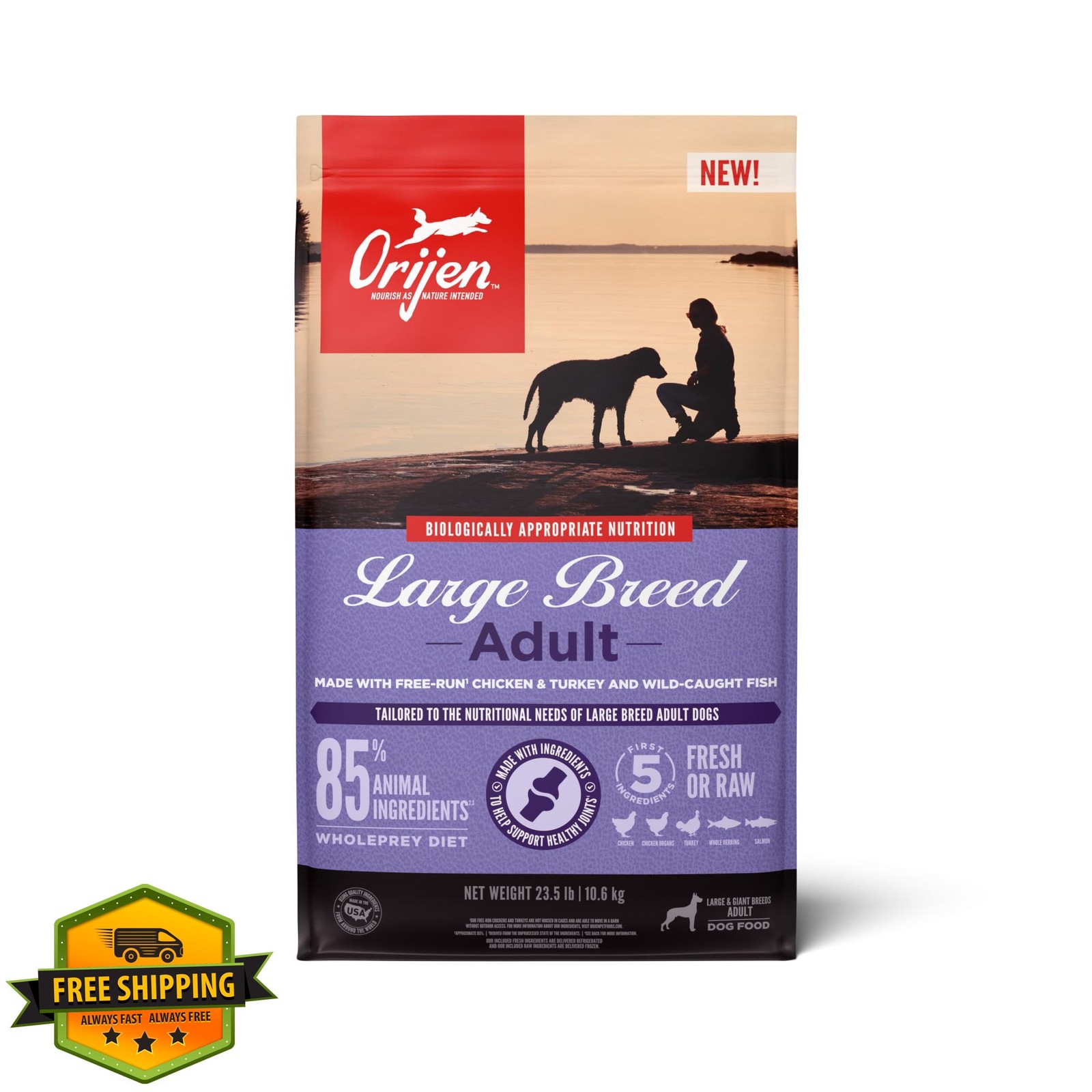 ORIJEN Large Breed Adult Dry Dog Food Grain Free 23.5lb