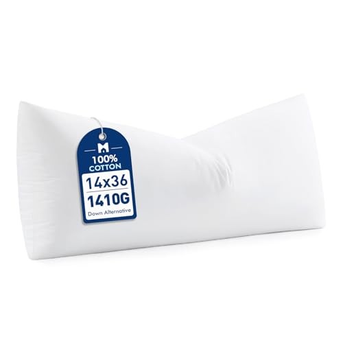  14x36 Synthetic Down Alternative Pillow Insert, Fluffy Soft Throw 14x36 Inch