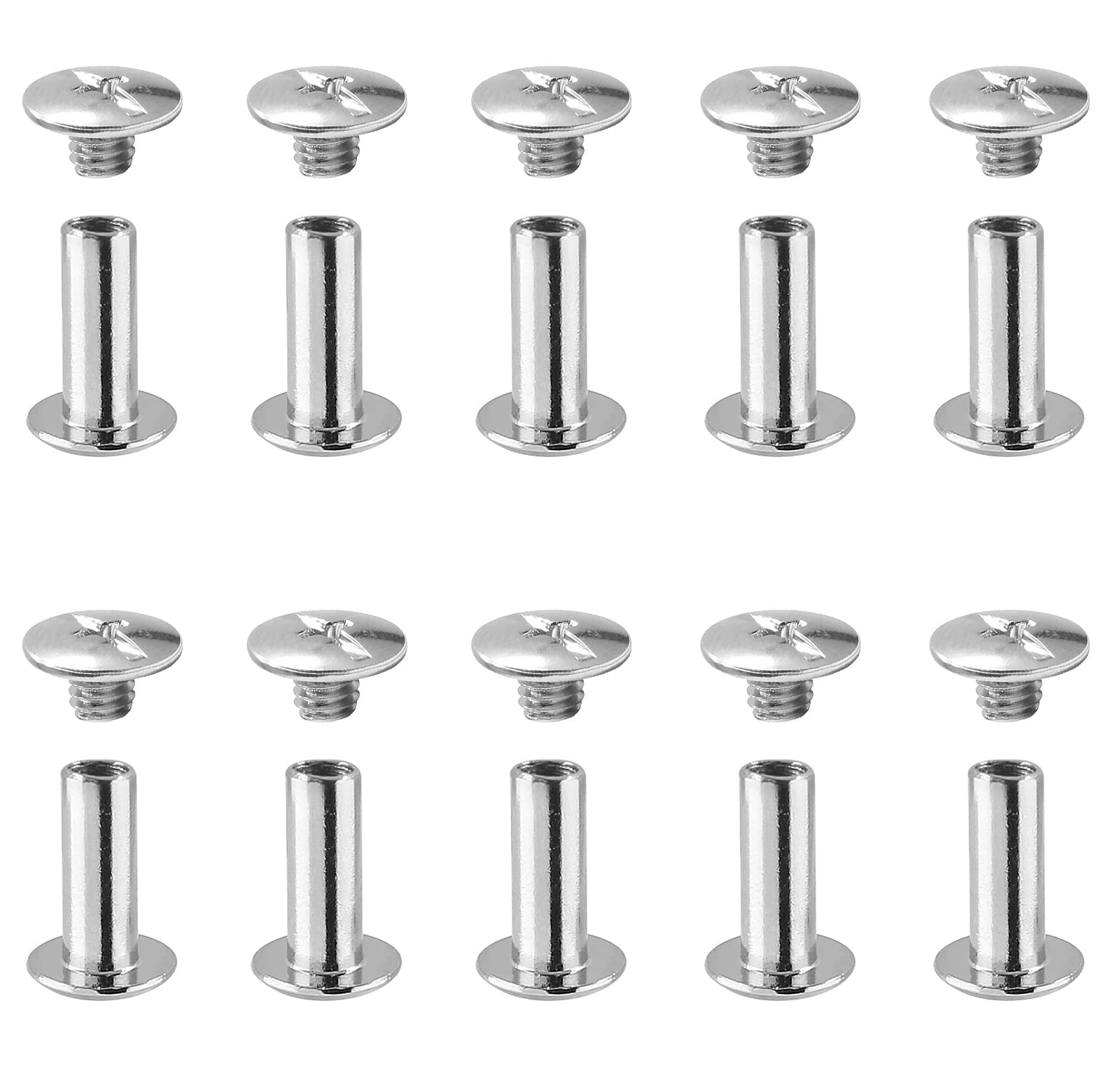 30 Set Phillips Head Chicago Screws M5 X 12Mm Binding Screw Posts 1/2 Inch Leath