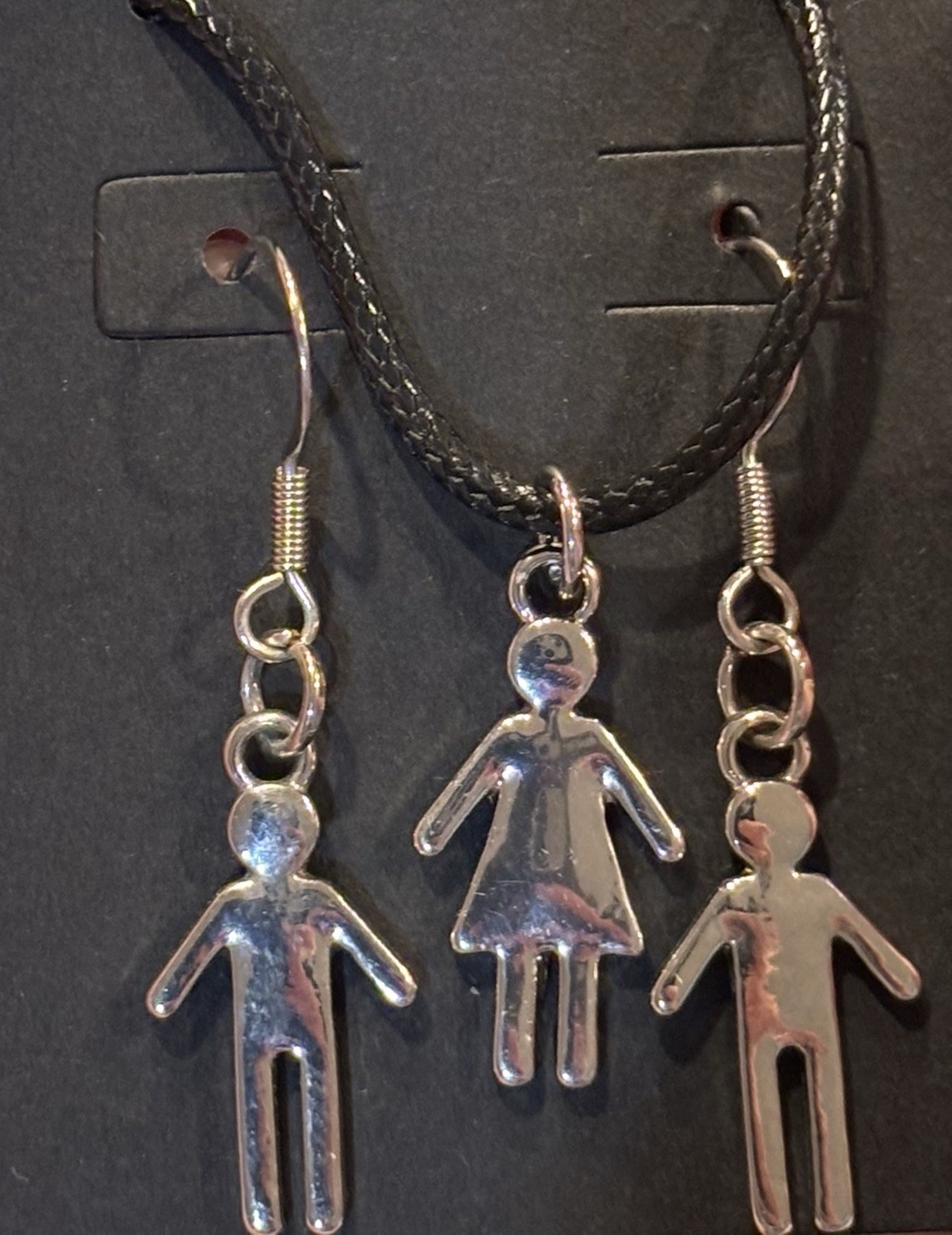 Handmade Family Earrings And Necklace Set Figure Jewelry Gift Set 
