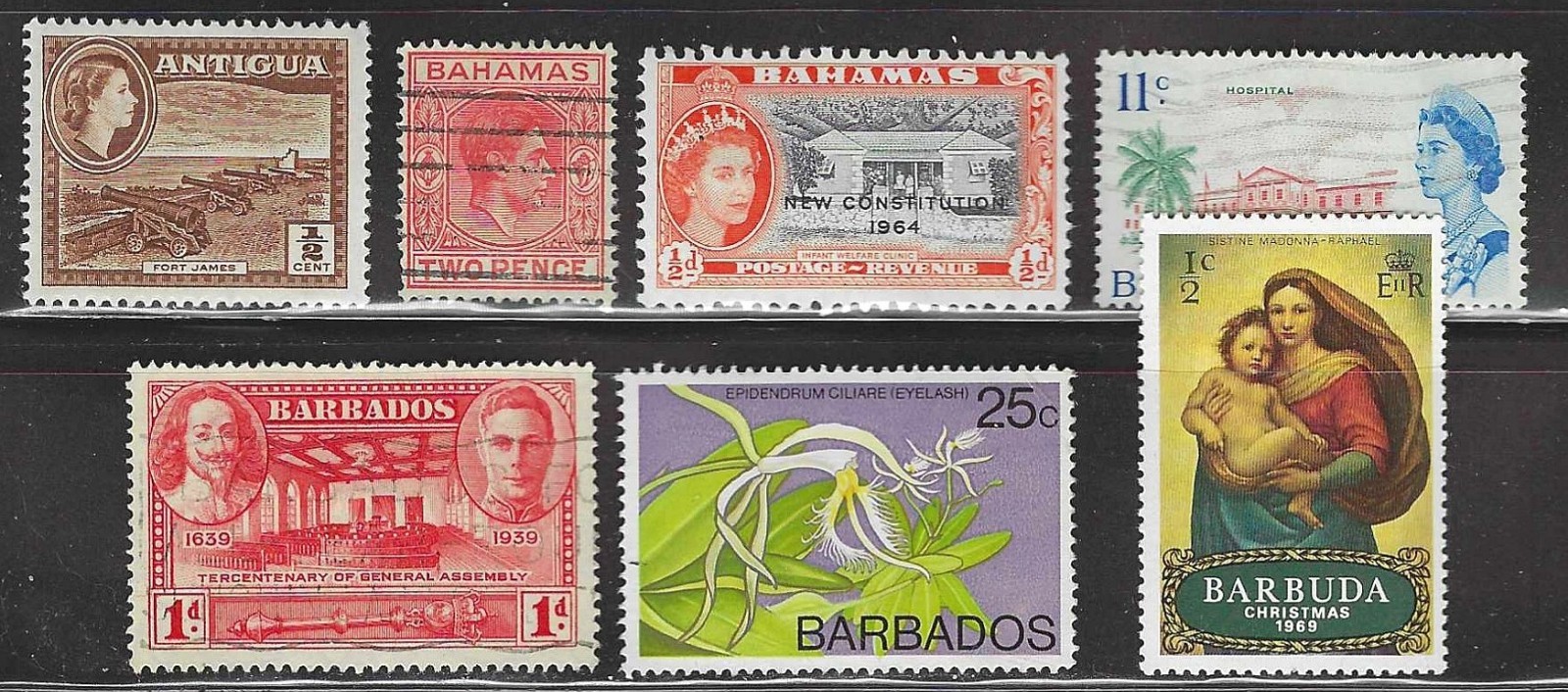 CARABBEAN - Lot of 7 stamps from 4 countries - mint and used