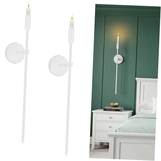23-inch Large Wall Candle Sconce, Set of 2, Wall Mounted Candle Holder, White