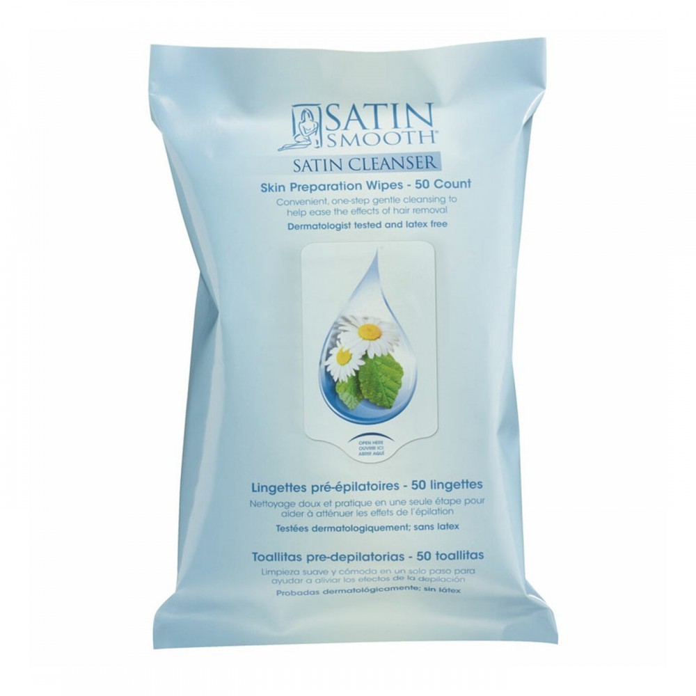 Satin Smooth Satin Cleanser Skin Preparation Wipes 50ct