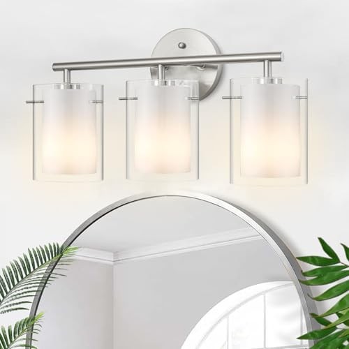 Bathroom Light Fixtures Over Mirror, 3-Light 20-Inch 3 Light Brushed Nickel