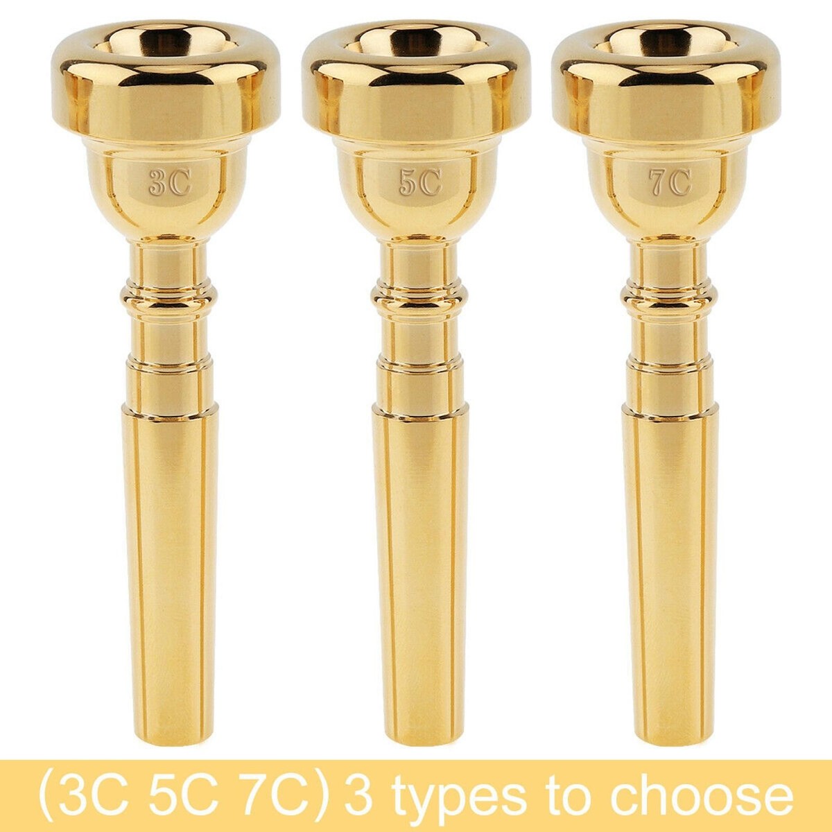 3C 5C 7C Brass Professional Trumpet Mouthpiece for Bach Gold Coated w/ Rich Tone