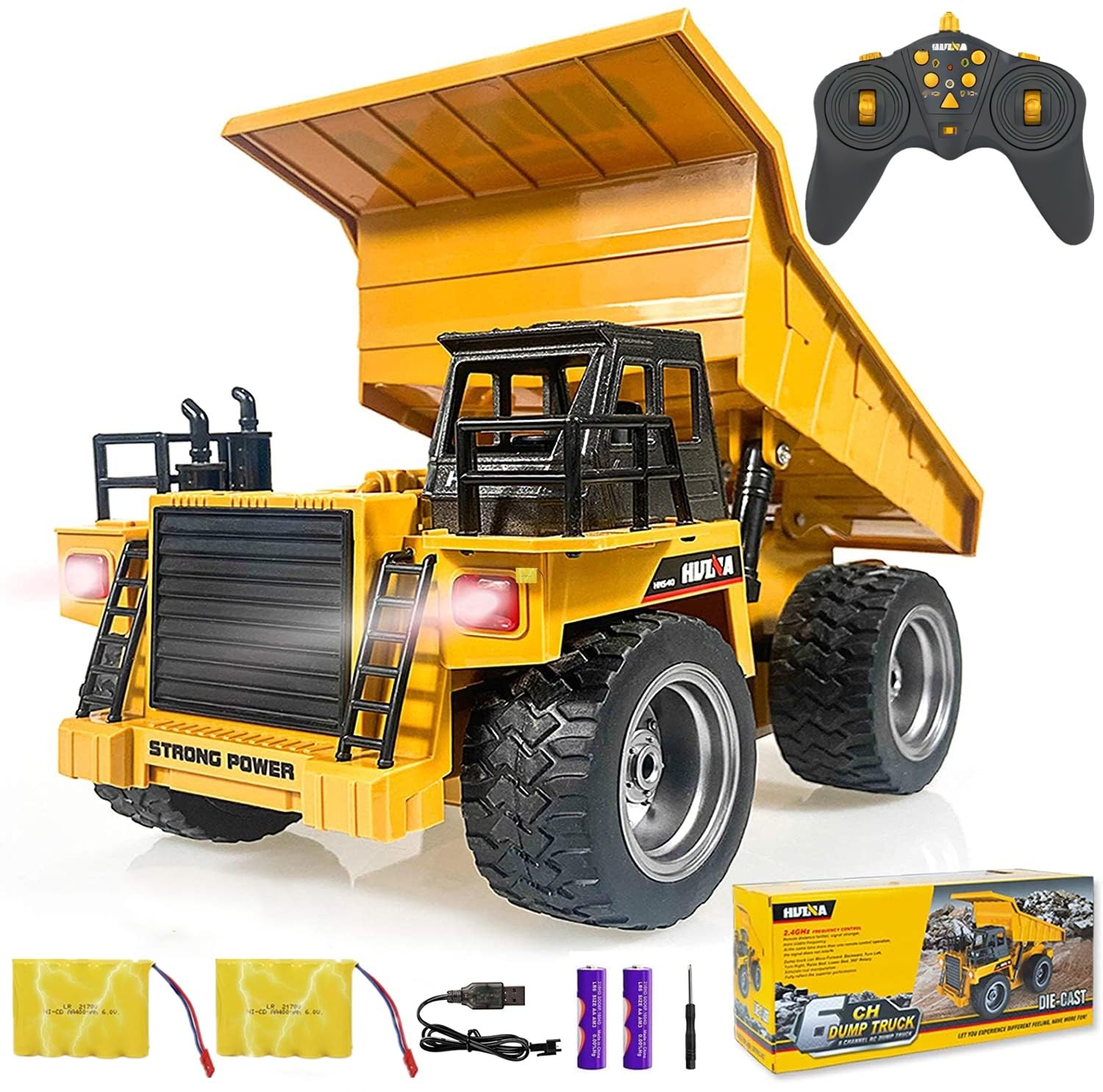 kkny Remote Control Construction Dump Truck Toy 2.4G RC 6 Channel Bulldozer 4...