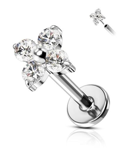  G23 Titanium Tragus Cartilage Piercing Jewelry 16g Threadless Helix Flower-8mm