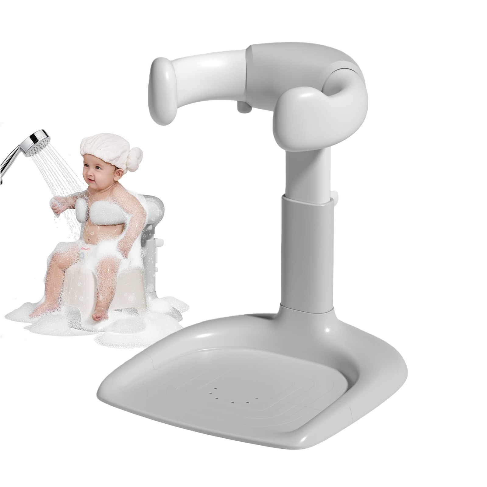 Baby Bath Stand Foldable Standing Bathtub Shower Support NonSlip Grey