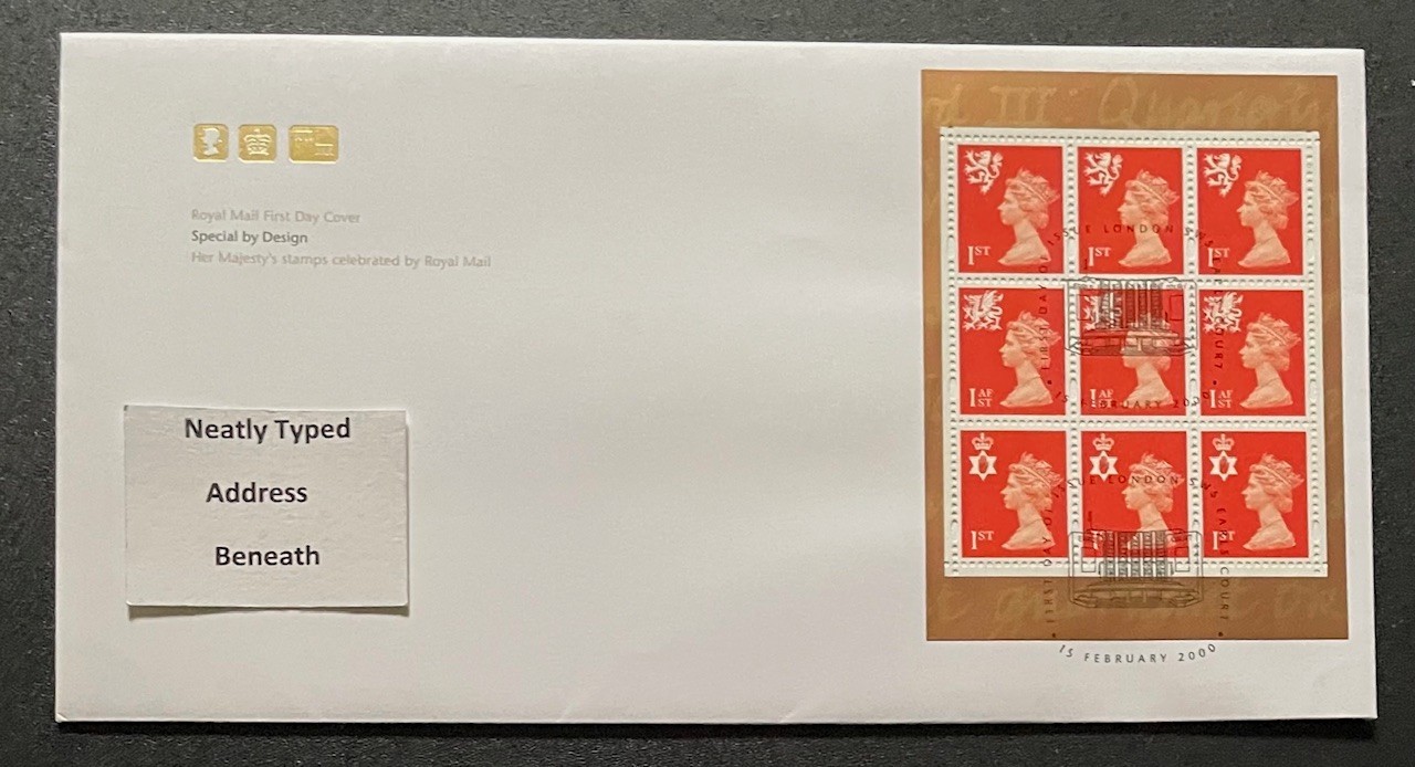 2000 Special by Design DX20 Prestige Booklet Pane RM FDC. With London SW5 SHS.