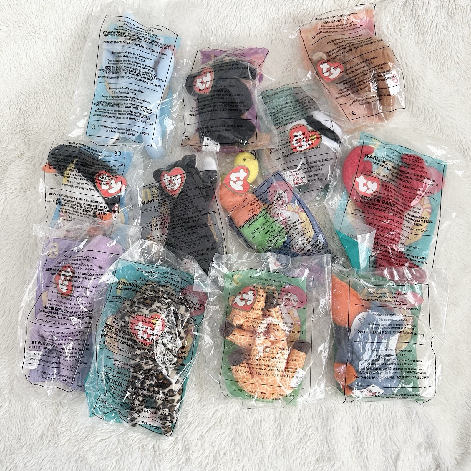McDonald’s Ty Teenie Beanie Babies Lot Of 12 Sealed In Package Plush Toys 1990s