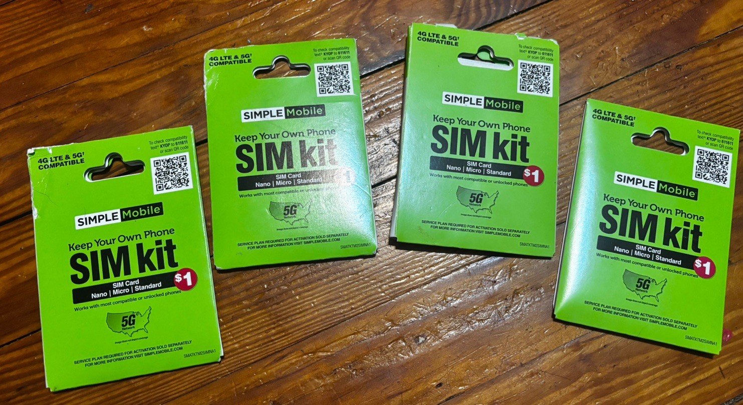 Simple Mobile Keep Your Own Phone 3-in-1 Prepaid SIM Kit new open box 5 