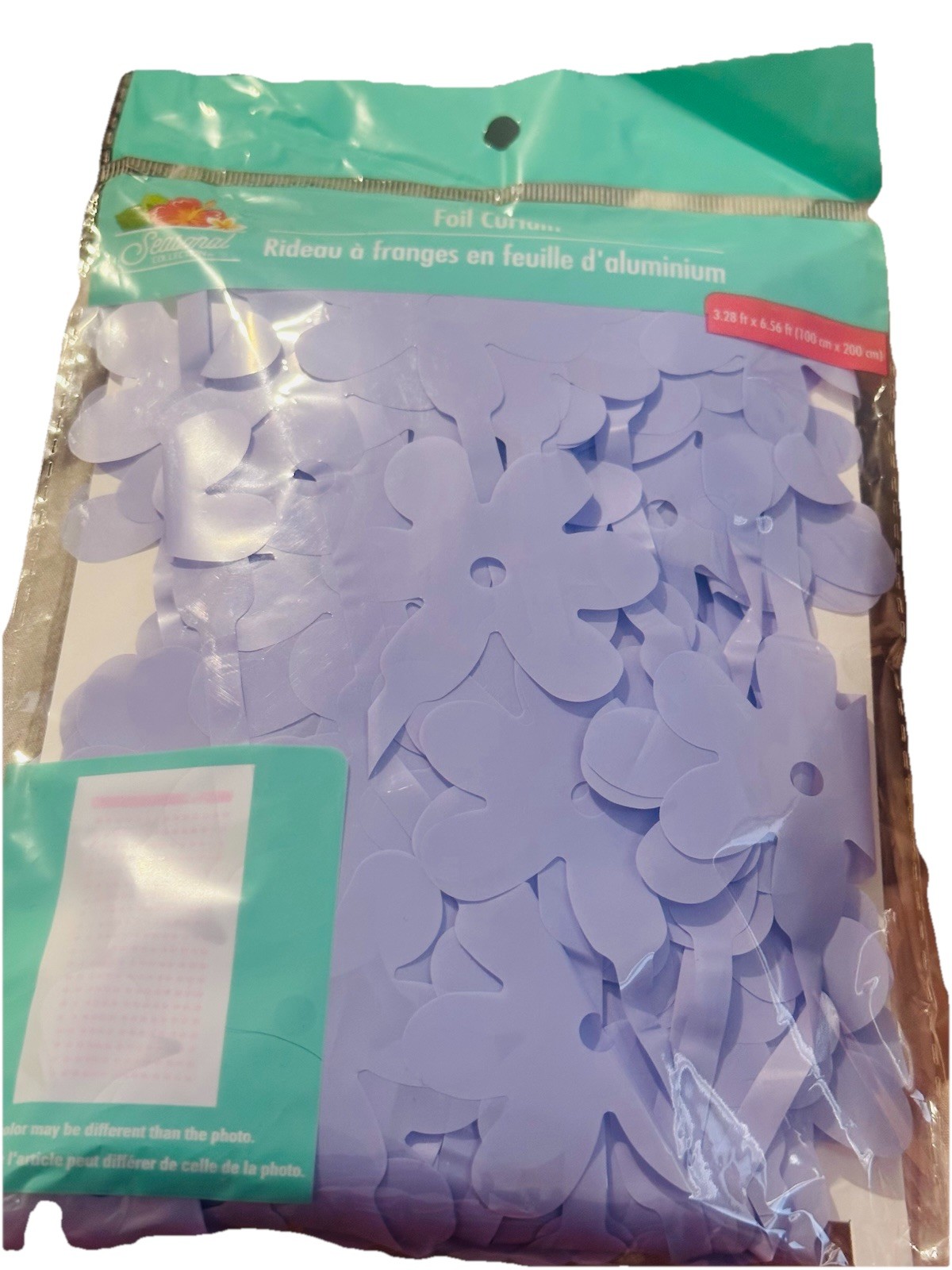 Seasonal Collection Foil Curtain 3.28 Ft X 6.58 Ft Flower Pattern Purple Easter