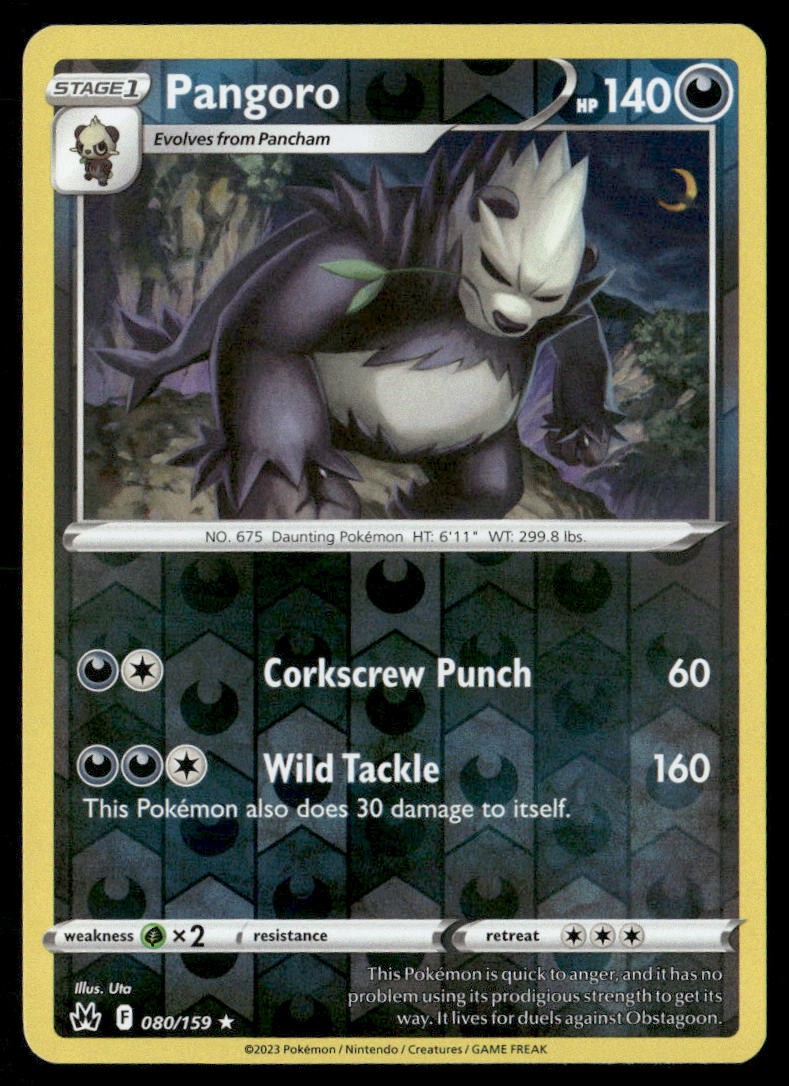 Pangoro Reverse Holofoil Rare Crown Zenith 080/159 NM
