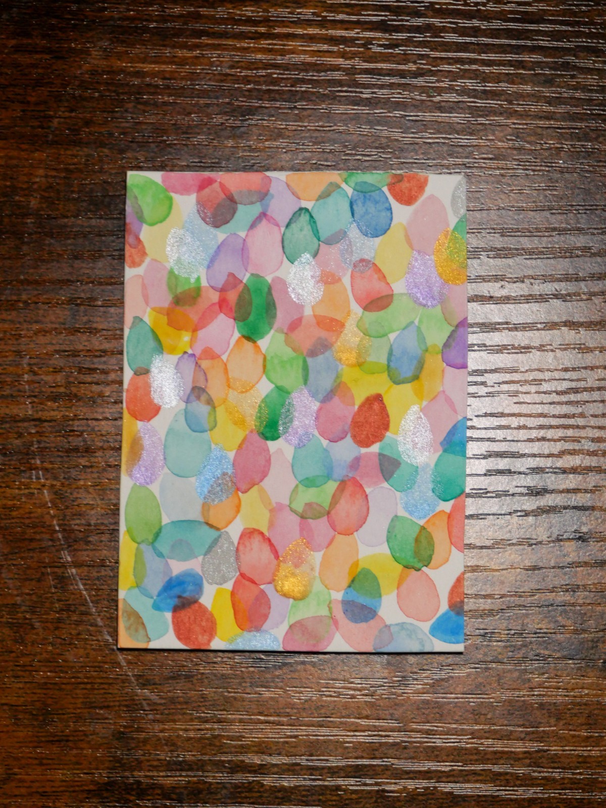 Original ACEO Easter Egg Bokeh Watercolor OOAK Miniature Painting 2.5x3.5 Shine