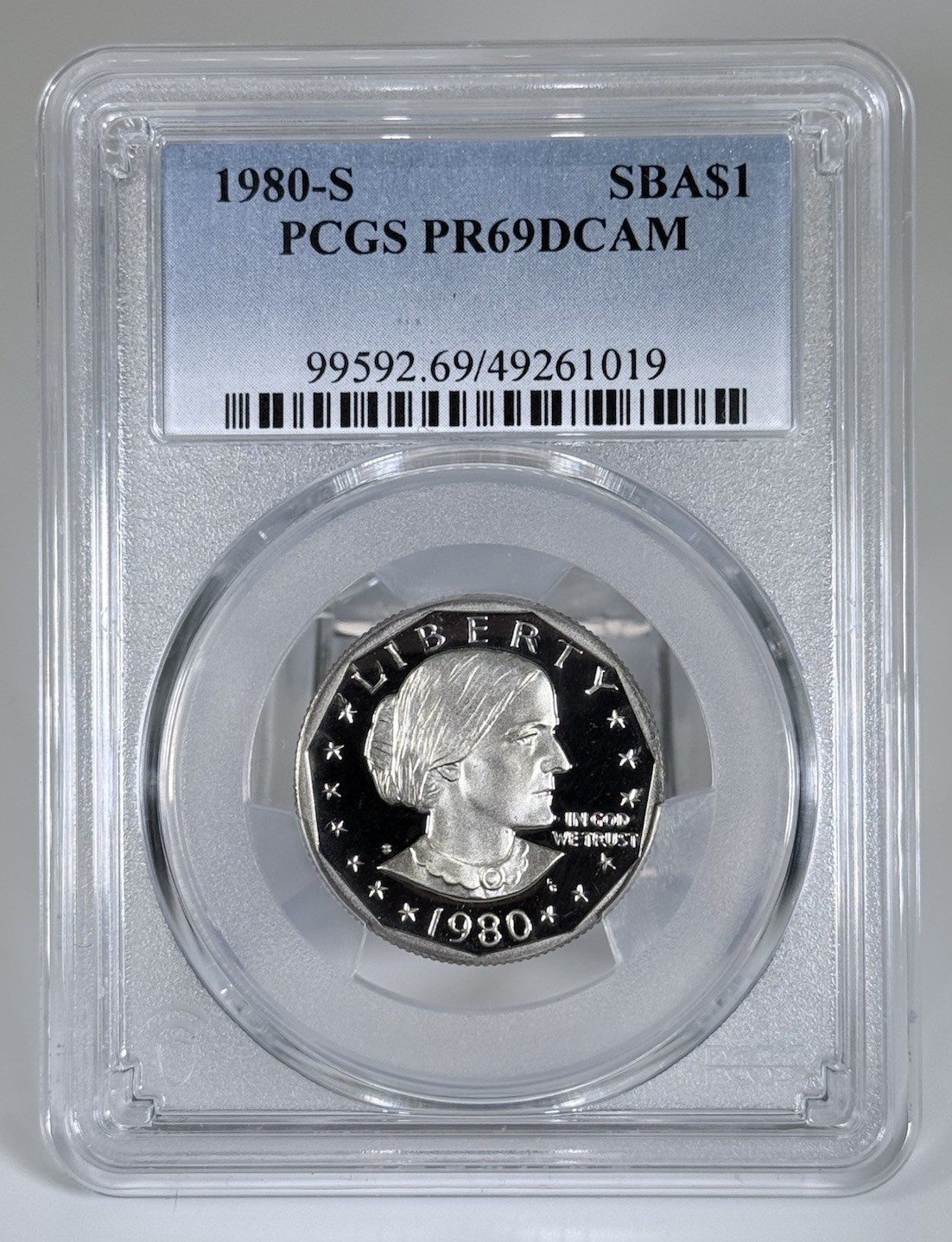 1980 S $1 SBA Susan B Anthony Dollar Proof PCGS PR69DCAM