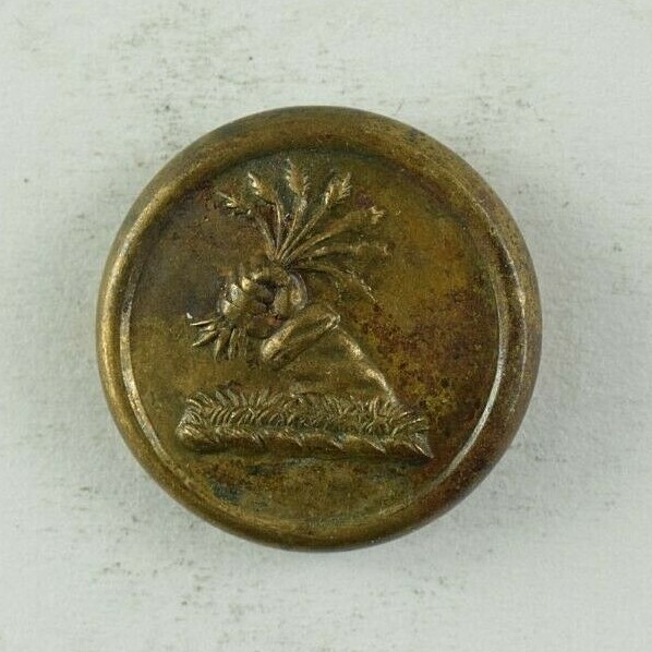1870s-90s Hand Holding Grass Grain Uniform Button Original E4DT