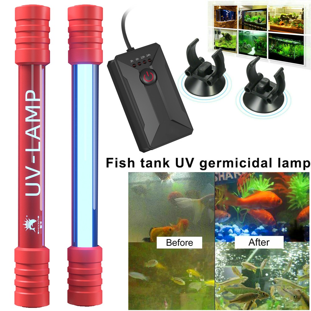 13W UVC Aquarium Algae Green Clear Light Fish Tank Water Clean Lamp Submersible