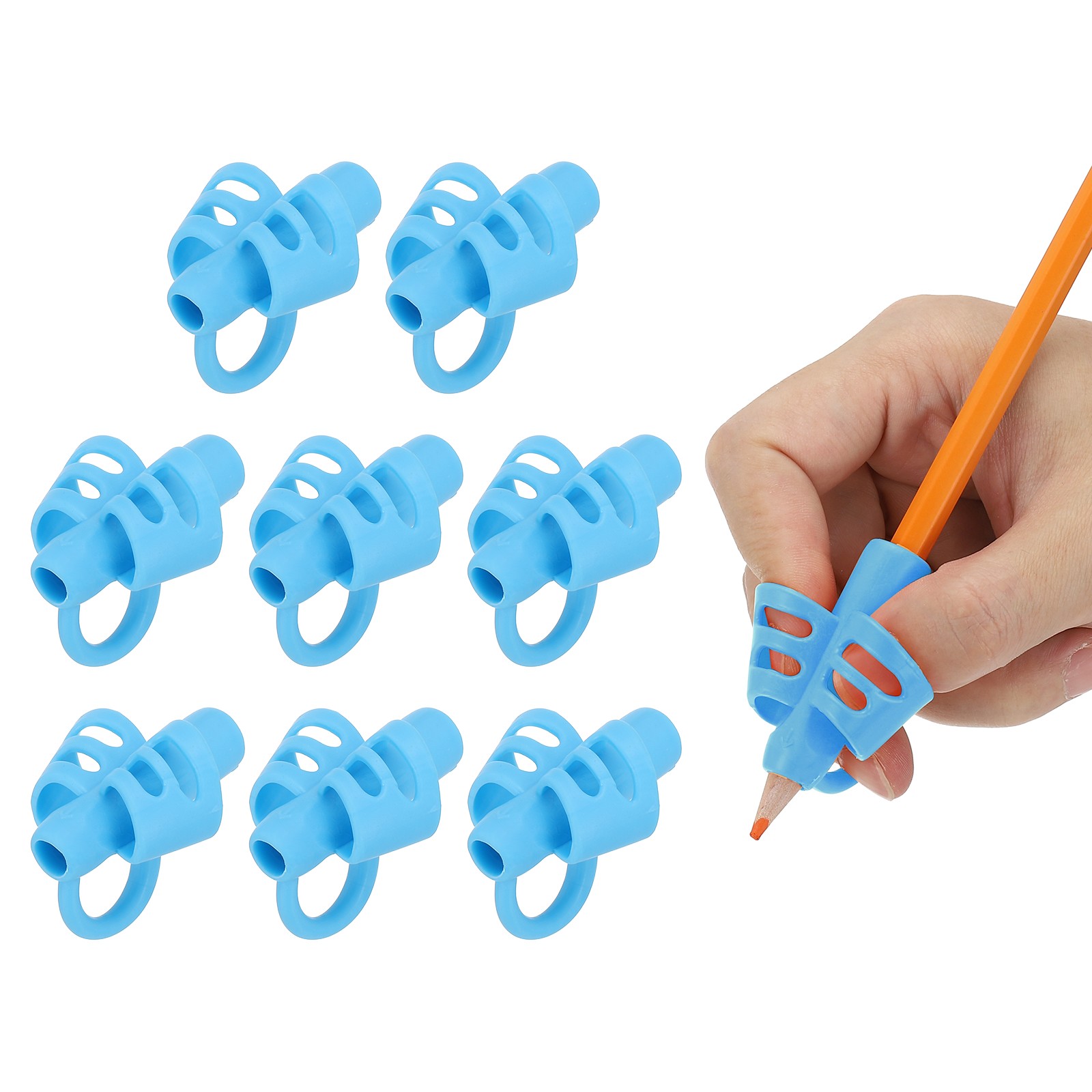 8 Pcs 3 Fingers Handwriting Pencil Grippers, Dark Blue
