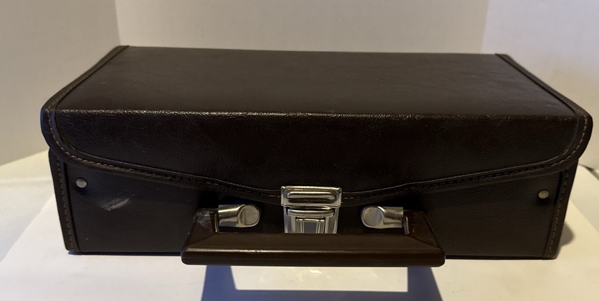 12 Cassette Tape Storage Carry Case Portable Brown Faux Leather Holder