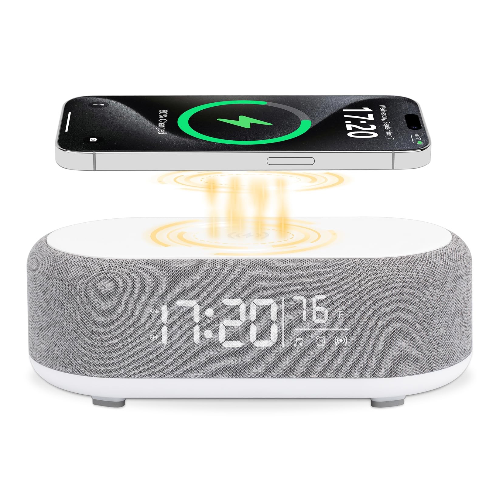 Couperos 4in1 Alarm Clock with Wireless Charging Wireless Speaker Night Light...