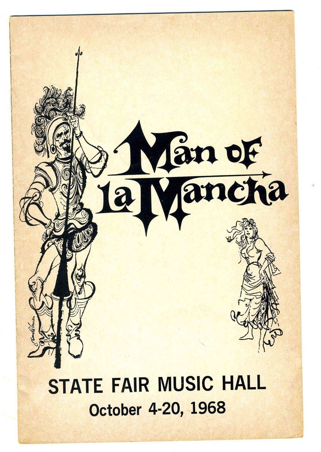 Man of La Mancha Program Jose Ferrer State Fair Music Hall 1968 Dallas Texas