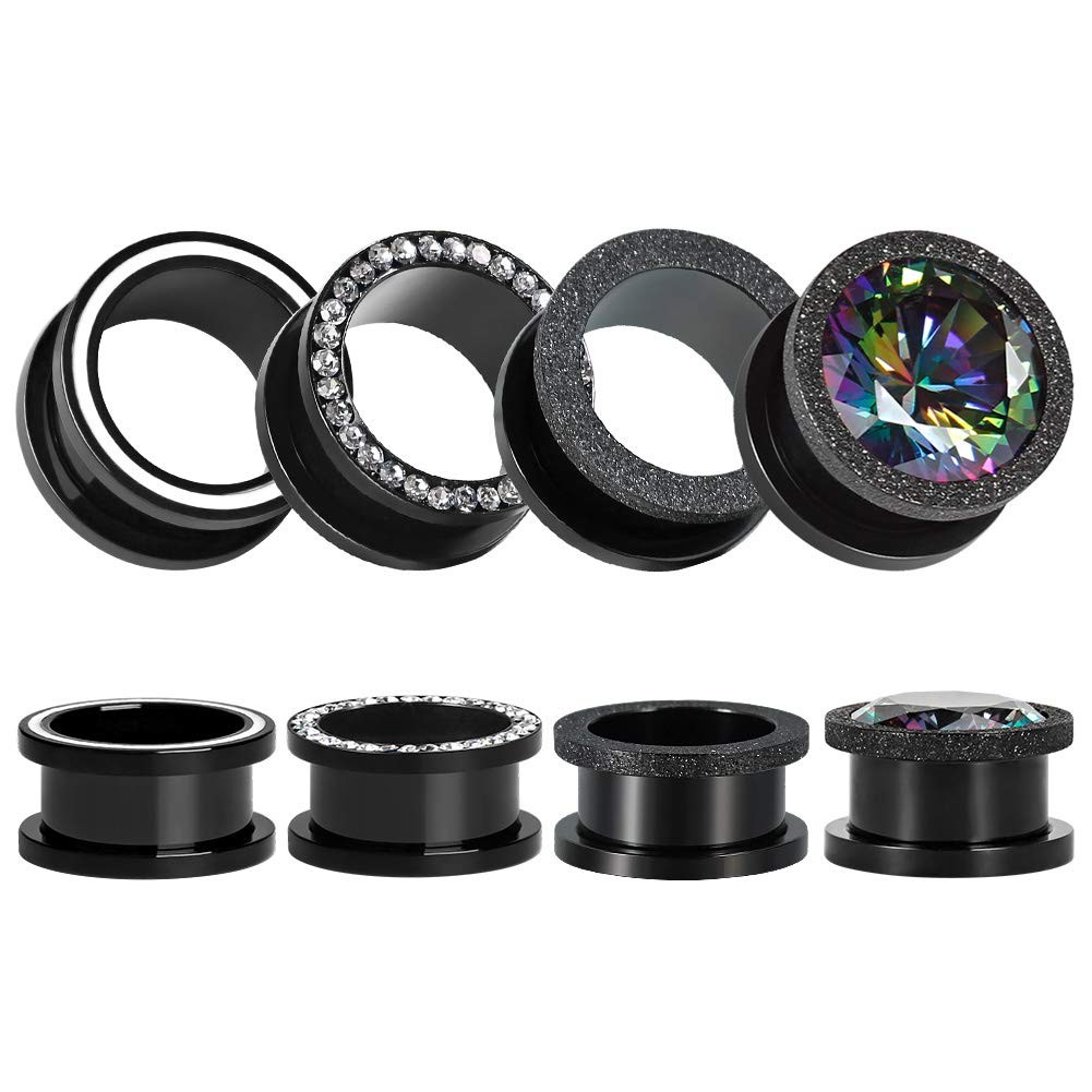 8 PCS Dull Polish Fashion Ear Tunnels Plugs Gauges Stainless Steel Expander S...