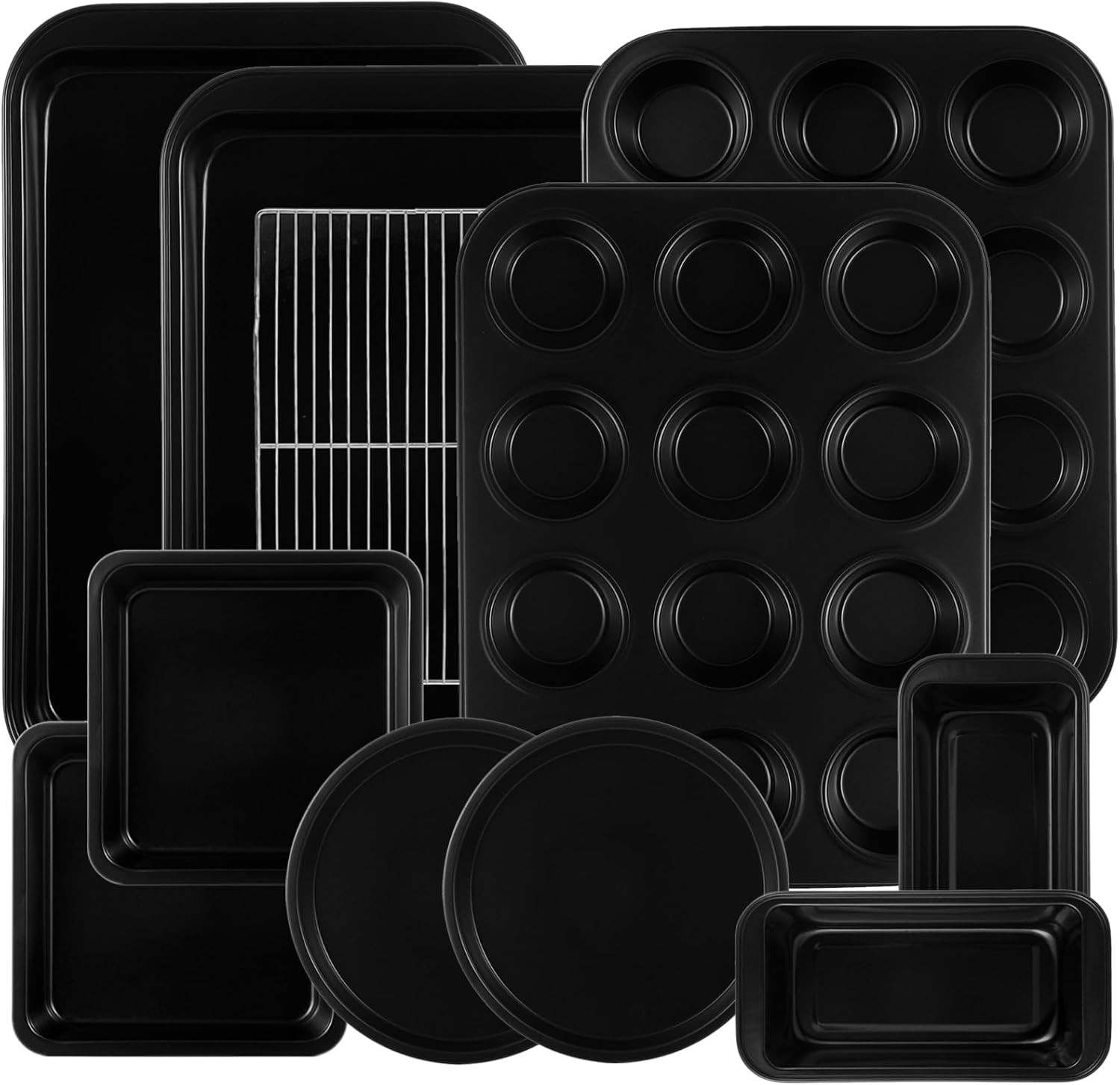 11-Piece Nonstick Baking Pans Set - Professional Grade Carbon Steel Bakeware wit