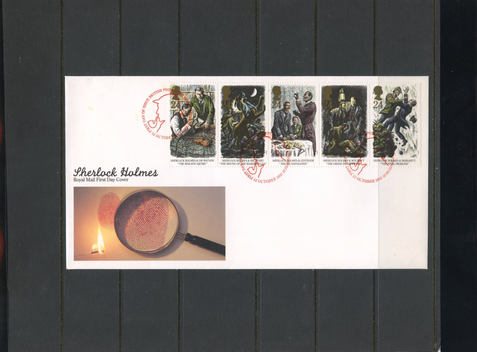 GB QEII 1993 Sherlock Holmes RM FDC Philatelic Bureau Sherlock Silhouette