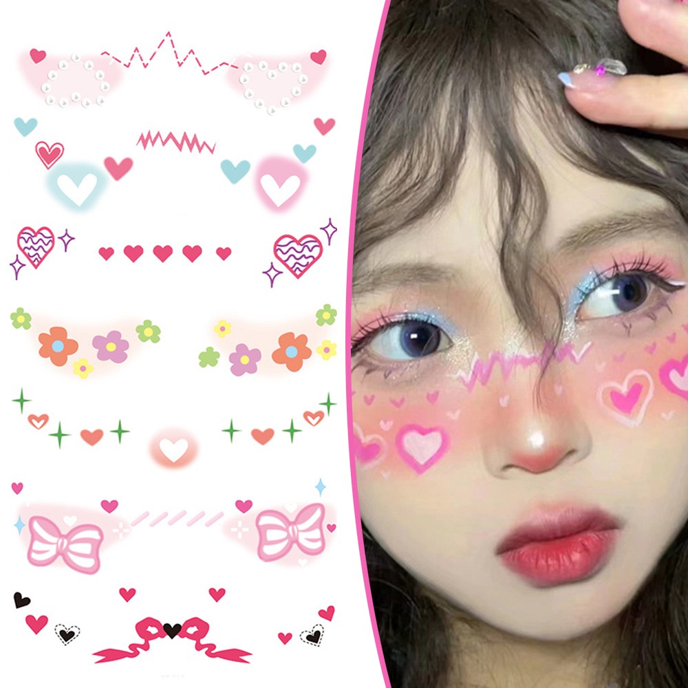 Makeup Sticker Love Star Set Face Art Face Sticker Powder Blusher Sticker Swe G
